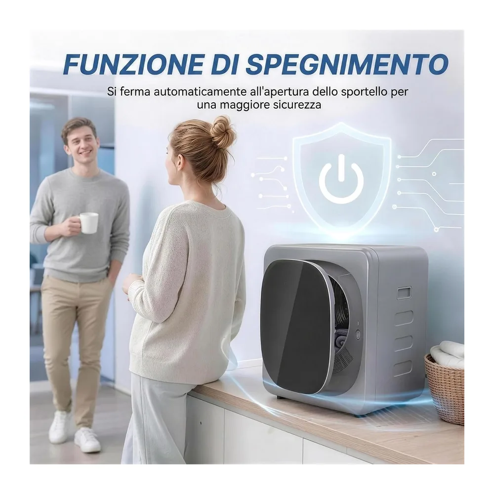 HOMCOM Mini Asciugatrice Portatile 2.5kg 6 Programmi Display Touch Argento [Classe di efficienza energetica G] — 6