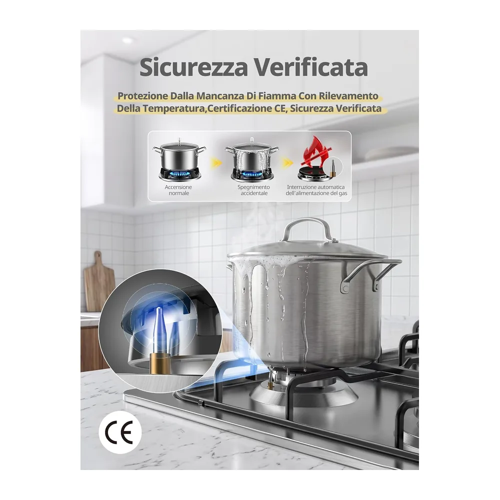 COMFEE CGH610X Piano Cottura a Gas da Incasso 4 Fuochi — 5