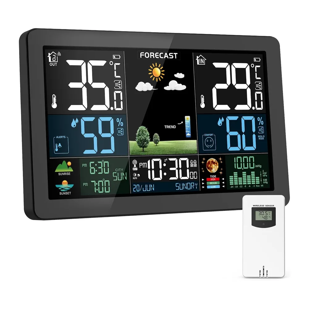 Stazione Meteo Interno Esterno Senza Fili, Schermo LCD