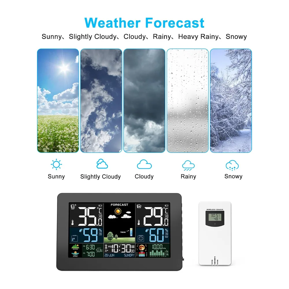 Stazione Meteo Interno Esterno Senza Fili, Schermo LCD