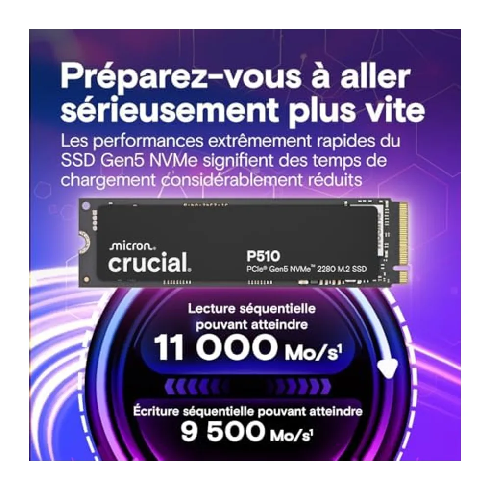 Crucial P510 SSD NVMe M.2 da 1TB, disco interno PCIe 5.0