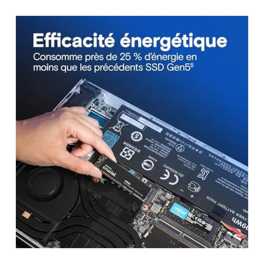 Crucial P510 SSD NVMe M.2 da 1TB, disco interno PCIe 5.0