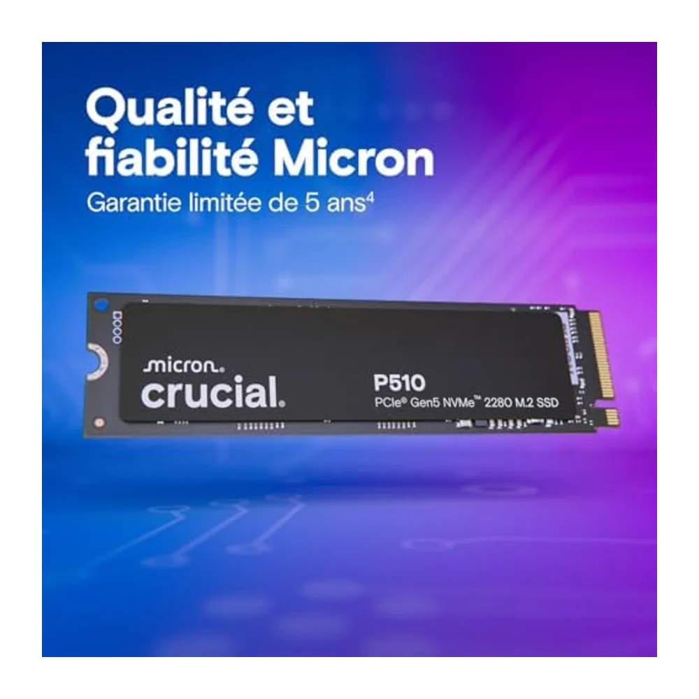 Crucial P510 SSD NVMe M.2 da 1TB, disco interno PCIe 5.0